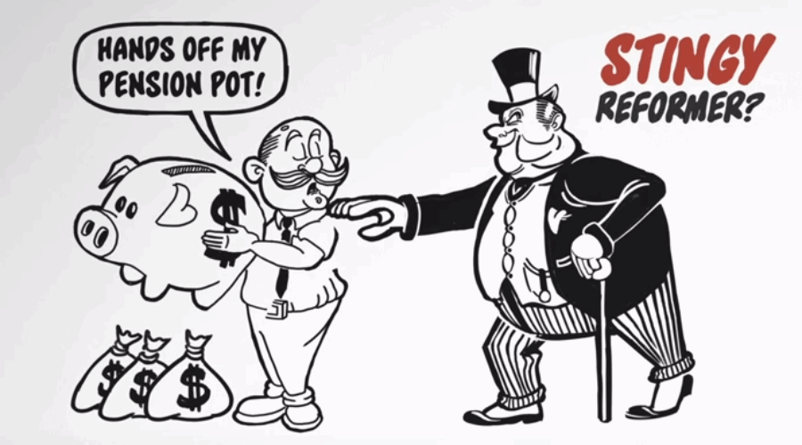 Illustration: Villain trying to steal from teacher