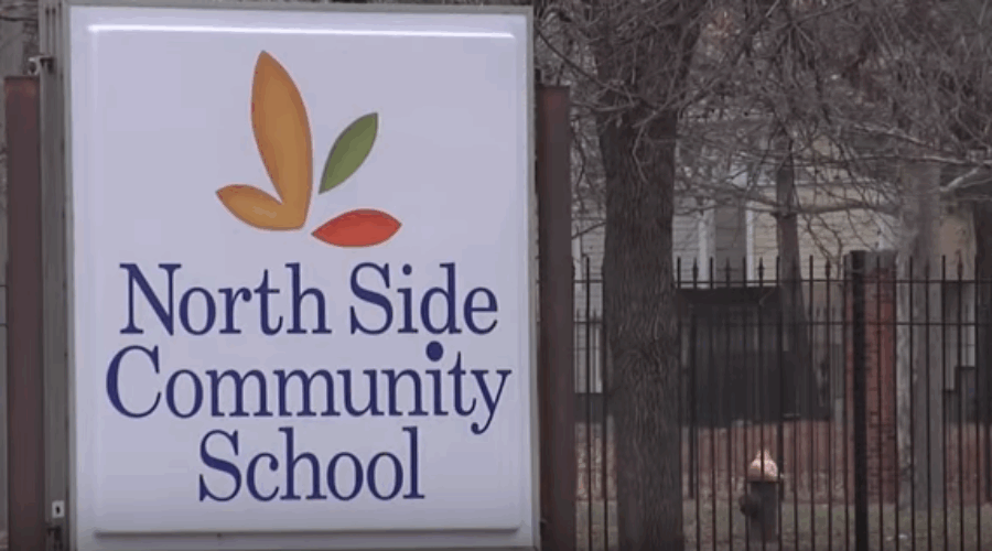Sign in front of North Side Community School