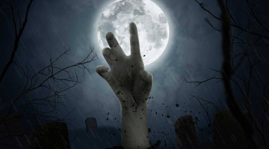 Hand coming up from grave