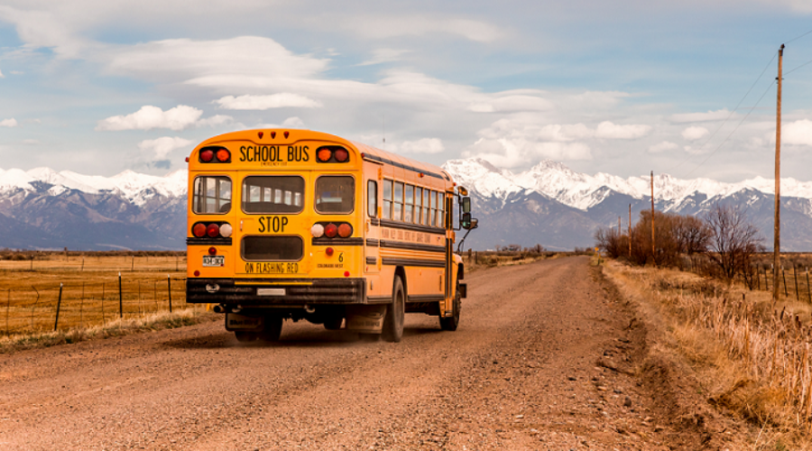 School bus on rural road