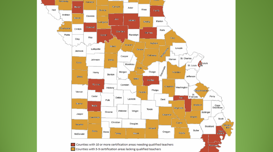 Missouri map: Teacher shortages by county