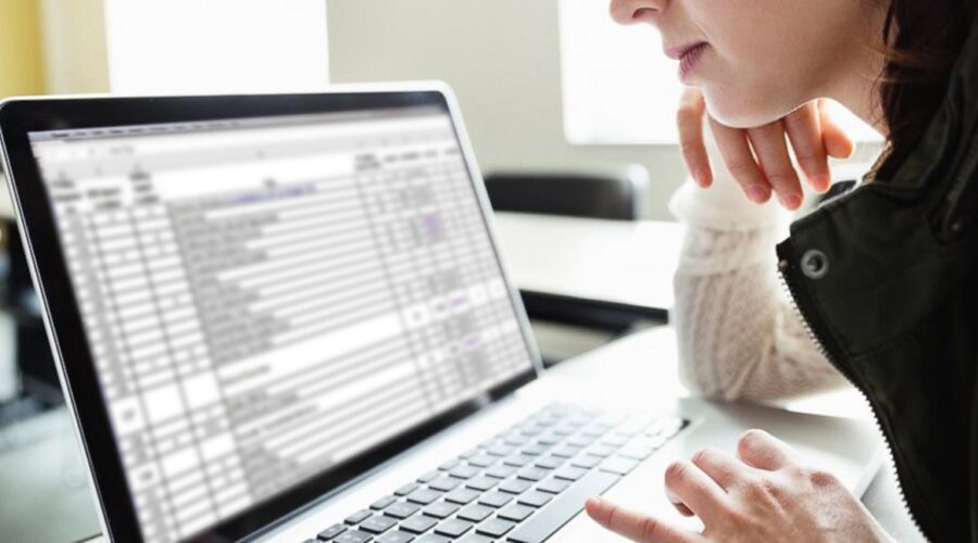 Spreadsheet on computer