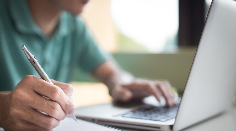 Student studying online