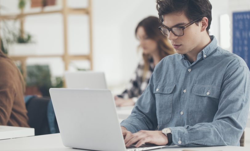 Student at computer