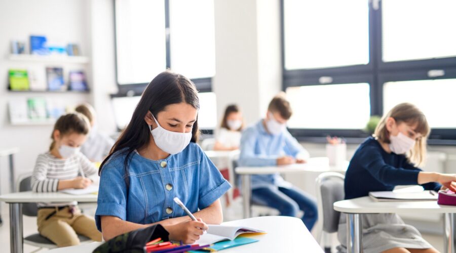 Children in class under COVID guidelines