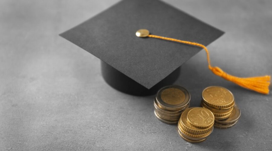 Graduation cap with coins