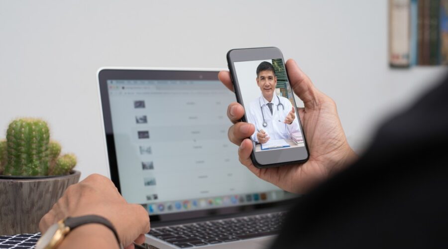 Doctor on phone screen