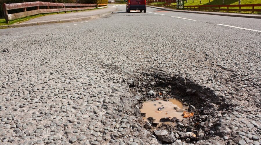 Pothole on road