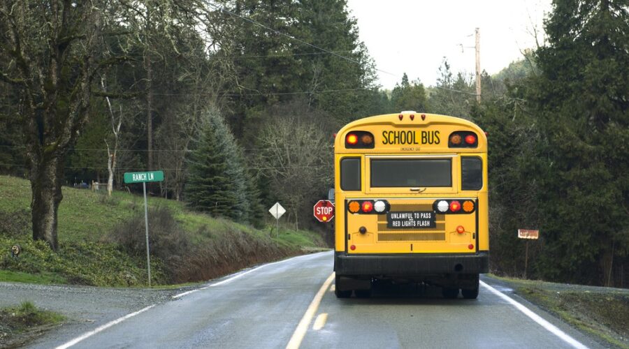 School bus on rural road