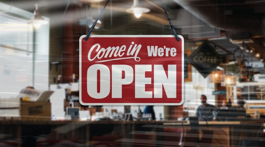 Open for business sign