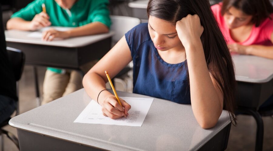 Student taking a test