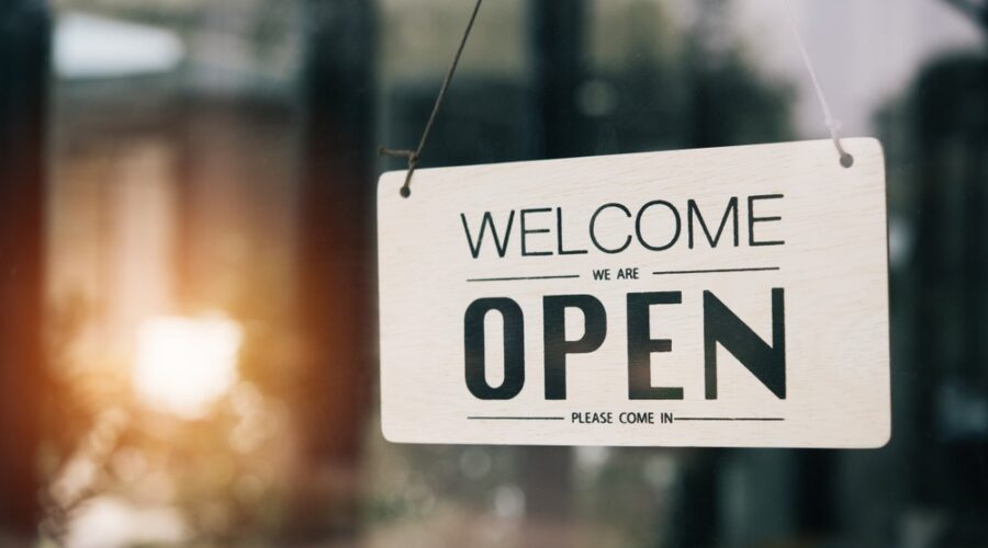 Open for business sign