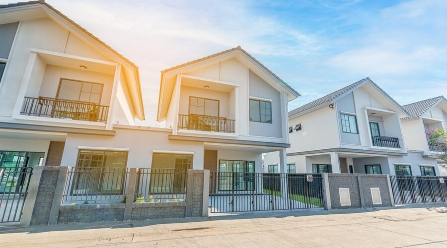 Row of newly constructed houses