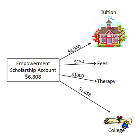 Example of fund allocation in an Empowerment Scholarship Account