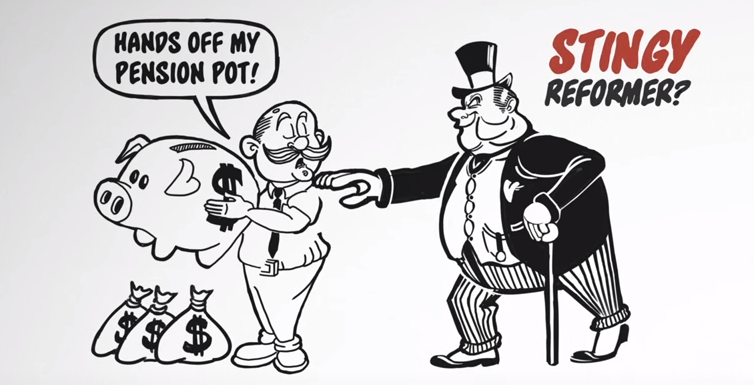 Illustration: Villain trying to steal from teacher