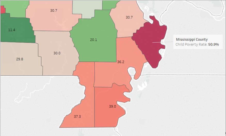 The Child Poverty Rate in Mississippi County Is How High?