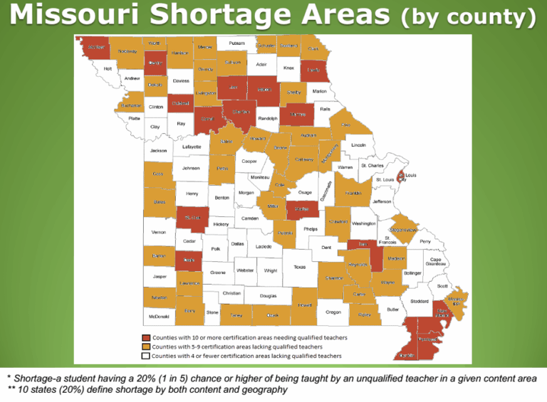Missouri map: Teacher shortages by county