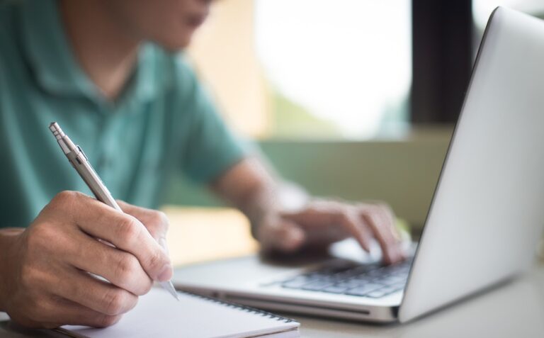 Student studying online