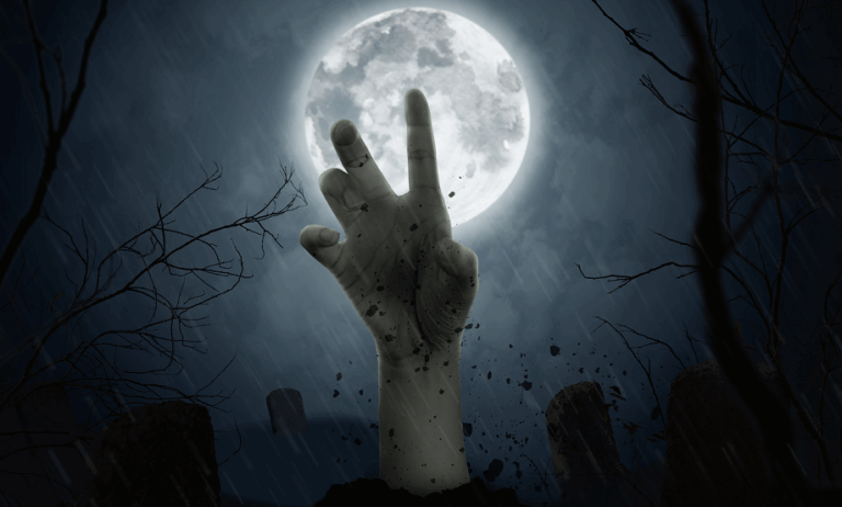 Hand coming up from grave