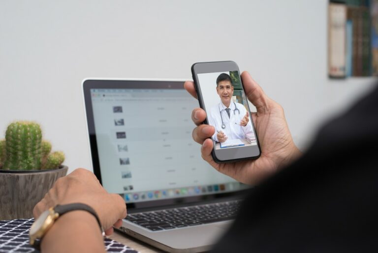 Doctor on phone screen