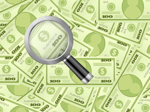 Magnifying glass money