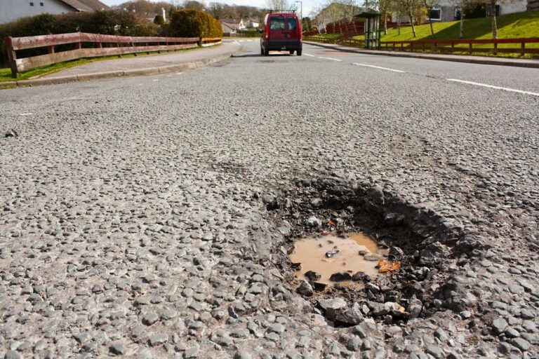 Pothole on road