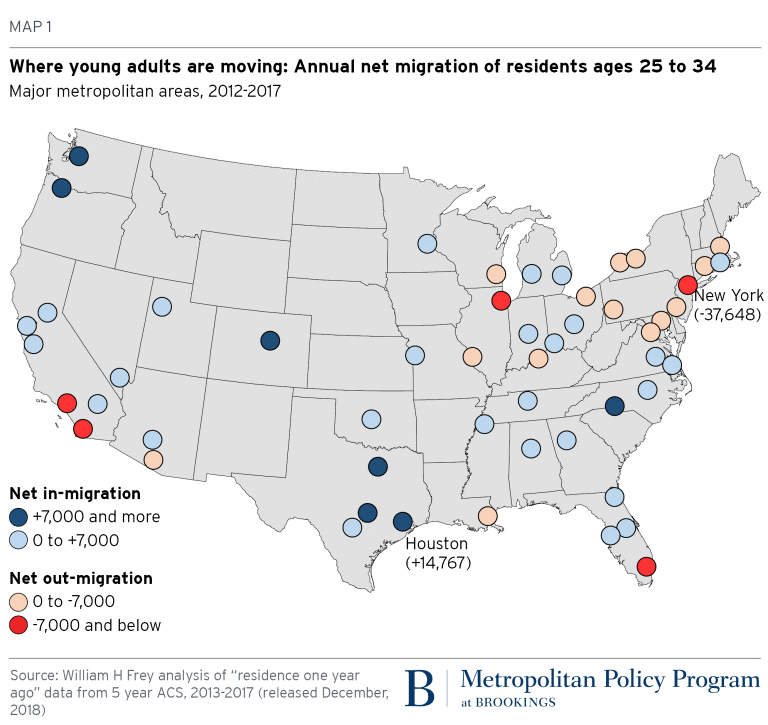 Map with net migration data