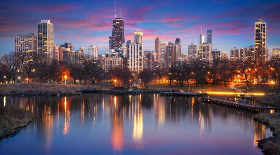Chicago skyline, Illinois energy policy, free-market energy policy, consumer-regulated electricity