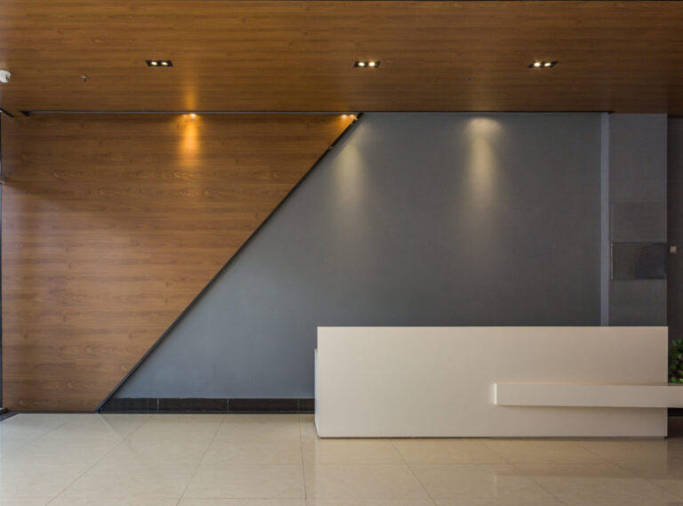 Empty reception area at office