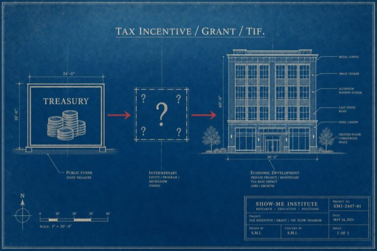 Economic Development Subsidies — treasury-to-factory flow with red accent