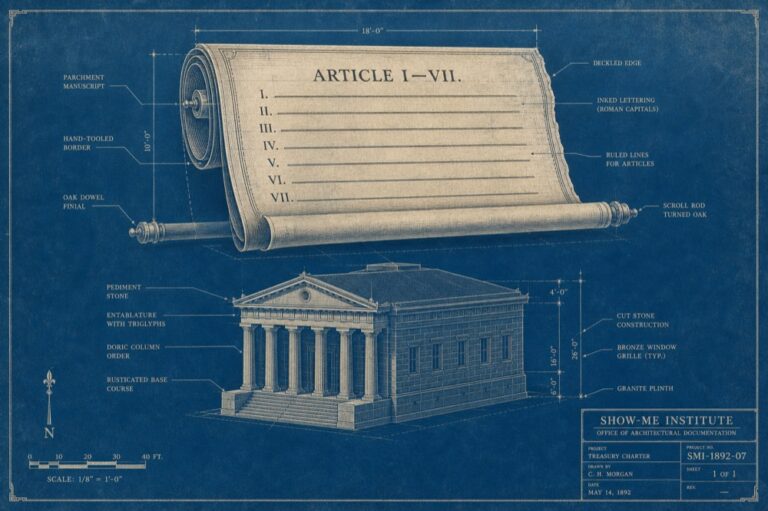 Taxpayer Bill of Rights — parchment scroll above treasury building