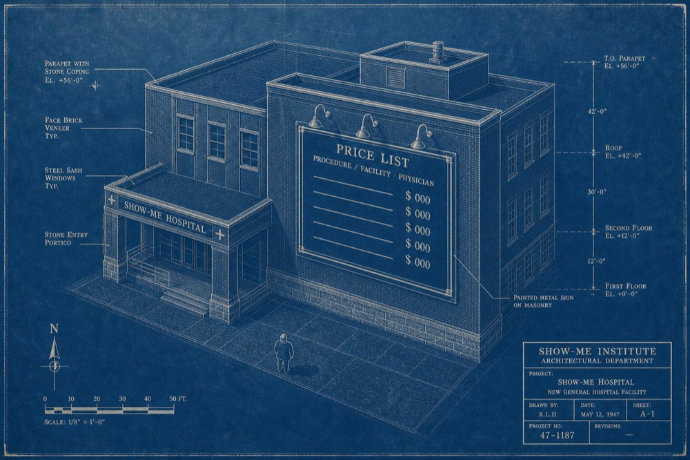 Healthcare Price Transparency — hospital with posted price list